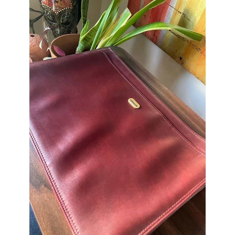Vintage 80s Monarch Luggage Co Burgundy Slim Portfolio Document Case Bag